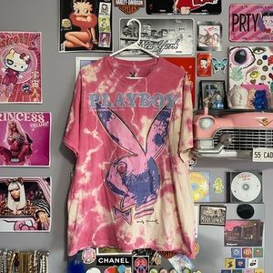Playboy pink tie dye tee shirt